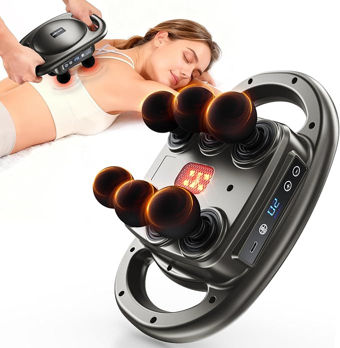 AERLANG Massage Gun Deep Tissue 6 Head Muscle Massager,Back Massager for Pain Relief,Percussion Massage Tool Handheld Messager with 9 Levels & 4 Modes Christmas Gifts White Elephant Gifts for Adults by AERLANG