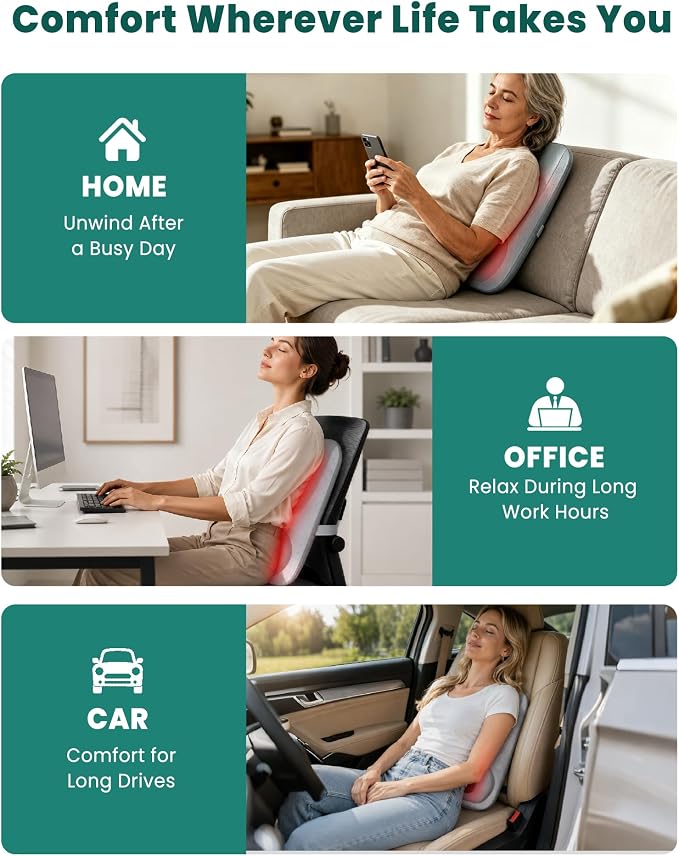 Cordless Shiatsu Back Massager for Pain Relief Deep Tissue with Heat - Image 3