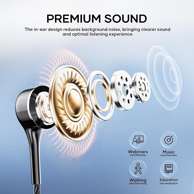 LWZCAM Wired Earbud 5 Pack with 3.5mm Stereo Headphones with Microphone | Bass-heavy sound, a built-in microphone, tangle-free design, ergonomic in-ear style, and compatibility with all 3.5mm jacks - Image 3