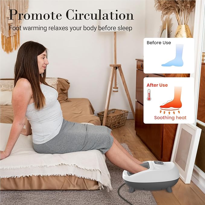 CuPiLo Foot Massager with Heat, Upgraded Full Feet Shiatsu Massage, Remote Control Multi-Level Settings Foot Massager for Neuropathy(White) - Image 4