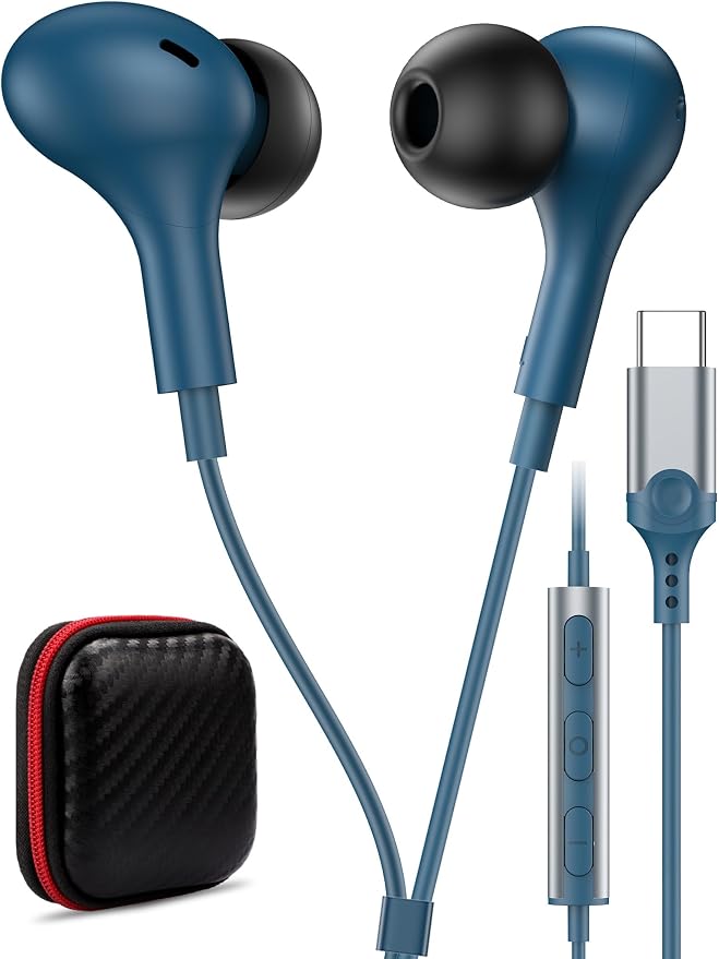 USB C Headphone for Samsung S26 S25 FE S24 A16 A17 Z Wired Earbuds Magnetic | in-Ear Type C Earphone with Microphone Volume Control Bass Stereo Noise Canceling for iPhone 17 Pro Max 16 16e 15 Pixel 10a 9 by AFGHOA