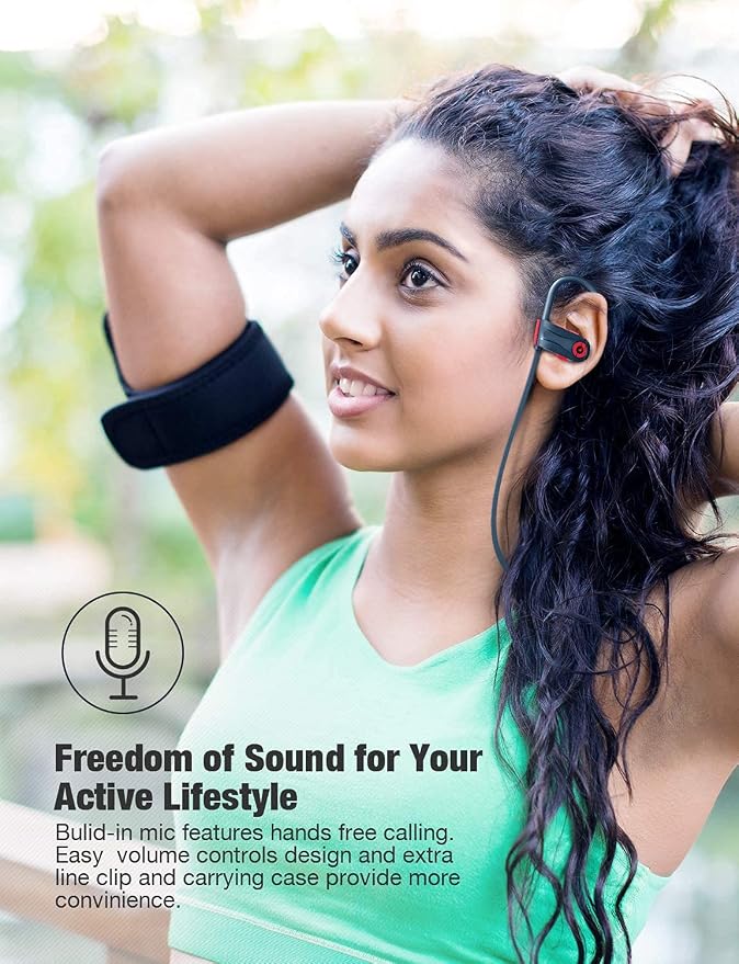 Otium Wireless Bluetooth 5.3 Sport Headphones Built-in Mic in Ear Running Headset with Earhooks 16 Hours Playtime - Image 6