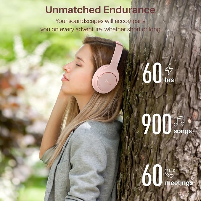 TOZO Hybrid Active Noise Cancelling Headphones, Hi Res Audio | Wireless Over Ear Bluetooth Headset, 60H Playtime, Custom EQ via App Deep Bass Comfort Fit Ear Cups, for Home Office Travel - Image 8