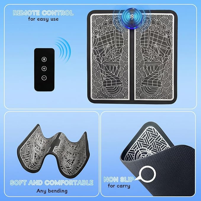 Foot Massager with Remote Control, Foot Stimulating Massage Mat Improves and Promotes Muscle Stimulator, 8 Modes 19 Levels, Foot Mat System for Pain Relief (KTR-4034) - Image 2