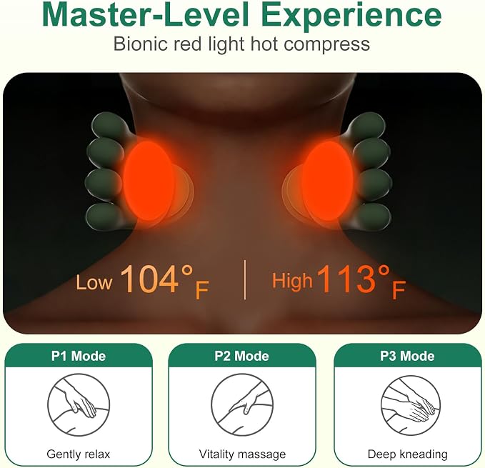 Human-Like Neck Massager with Heat for Pain Relief Deep Tissue, Cordless 4D Kneading Neck and Shoulder Massager with Bionic Fingers Massage and Screen, Ideal Gifts for Women Men - Image 4