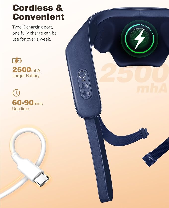 KNQZE Cordless Neck Massager for Pain Relief Deep Tissue with Heat - Image 7