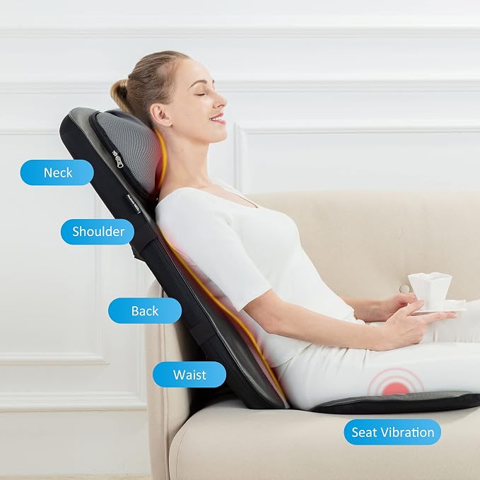 Snailax Shiatsu Neck & Back Massager with Heat Chair Pad Kneading Massage - Image 6