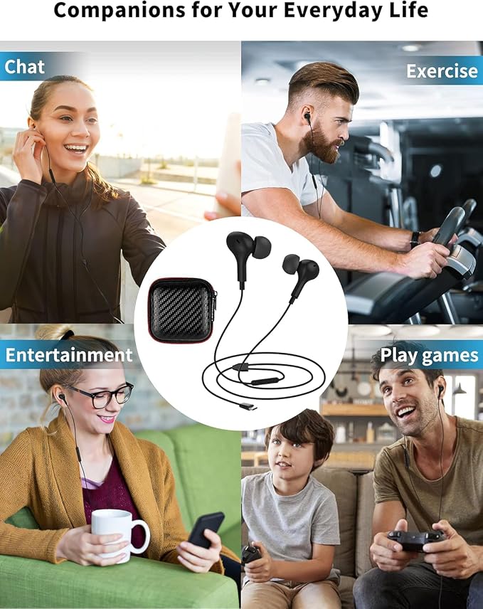 USB C Headphone for Samsung S26 S25 FE S24 A16 A17 Z Wired Earbuds Magnetic | in-Ear Type C Earphone with Microphone Volume Control Bass Stereo Noise Canceling for iPhone 17 Pro Max 16 16e 15 Pixel 10a 9 - Image 7
