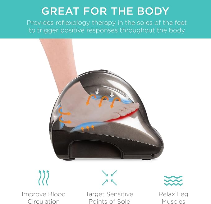 Best Choice Products Shiatsu Foot Massager for Pain Relief, Plantar Fasciitis, Neuropathy, Blood Circulation, Remote Control w/Compact Design - Gray - Image 3