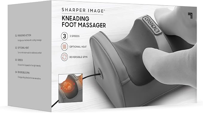 Sharper Image® Kneading Foot Massager with Heat – Deep Rolling Massage with 3 Speeds, Reversible Spin & Optional Heat | Compact Feet Massager| Masajeador| Wellness & Relaxation Gift for Women & Men - Image 4