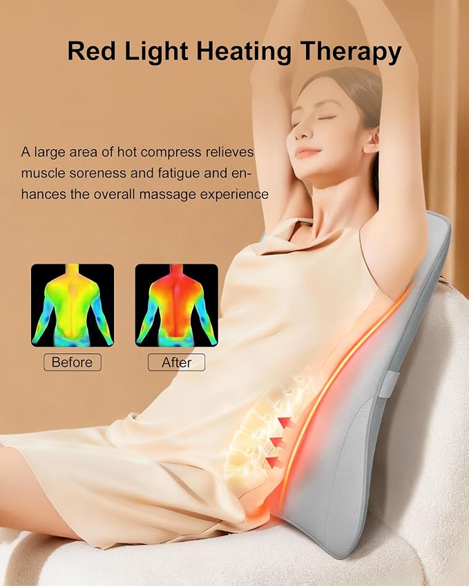 Full Back Massager with Heat – Rechargeable Cordless Back Massager for Pain Relief & Deep Tissue 3D Kneading, Neck Shoulder Waist Massage for Home, Office, Car, Gifts for Men & Women - Image 5