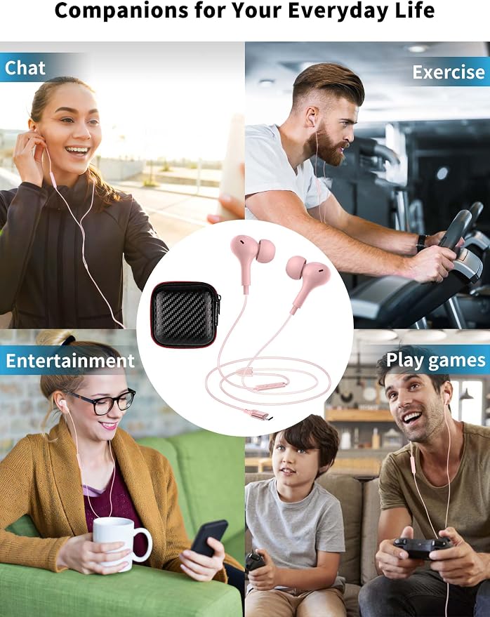 USB C Headphone for Samsung S26 S25 FE S24 A16 A17 Z Wired Earbuds Magnetic | in-Ear Type C Earphone with Microphone Volume Control Bass Stereo Noise Canceling for iPhone 17 Pro Max 16 16e 15 Pixel 10a 9 - Image 5