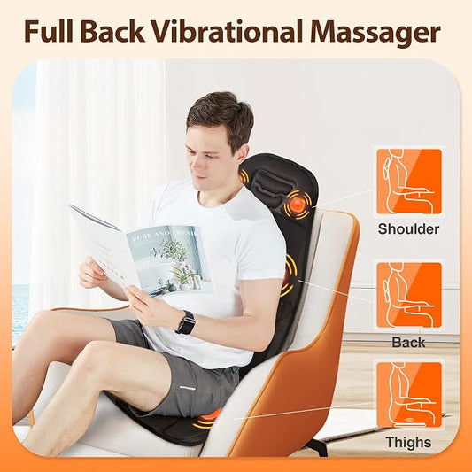 Massage Seat Cushion with Heat and Cooling Fan, Vibration Back Massager for Chair with 6 Motors, Chair Massager Pad for Office Chair, Sofa and Recliner, Jet-Black - Image 2