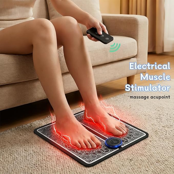 Foot Massager with Remote Control, Foot Stimulating Massage Mat Improves and Promotes Muscle Stimulator, 8 Modes 19 Levels, Foot Mat System for Pain Relief (KTR-4034) - Image 3