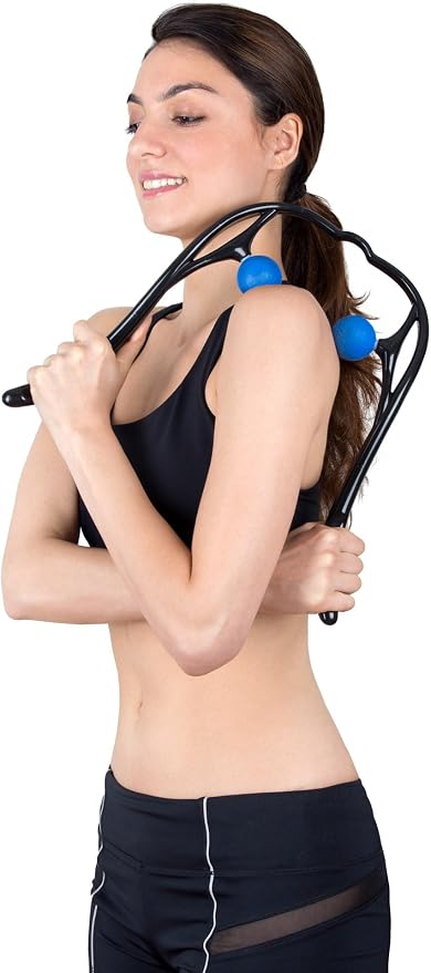 LuxFit Neck Massager, Neck and Shoulder Shiatsu Deep Tissue Trigger Point Manual Self Muscle Massage - Image 4