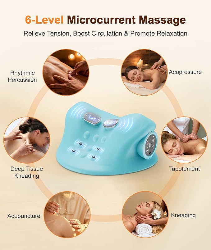 Neck Massager with Heat & Vibration 3 Level Adjustable, Heated Neck Stretcher with 6 Modes, Rechargeable Cervical Traction Device for Pain Relief & Muscle Relaxation, Gift for Women Men - Image 4