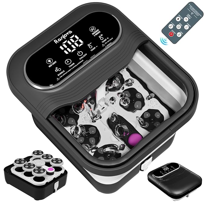 Ranjova Foot Spa Electric Rotary Massage with Heat, Bubble, Remote Control by ranjova