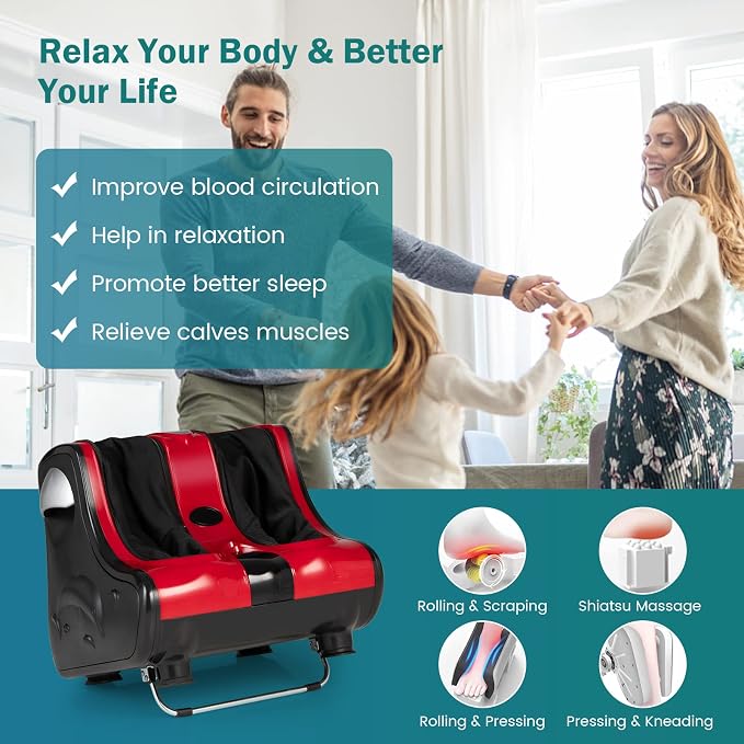 COSTWAY Foot and Calf Massager, Shiatsu Heated Electric Foot Massager - Image 4