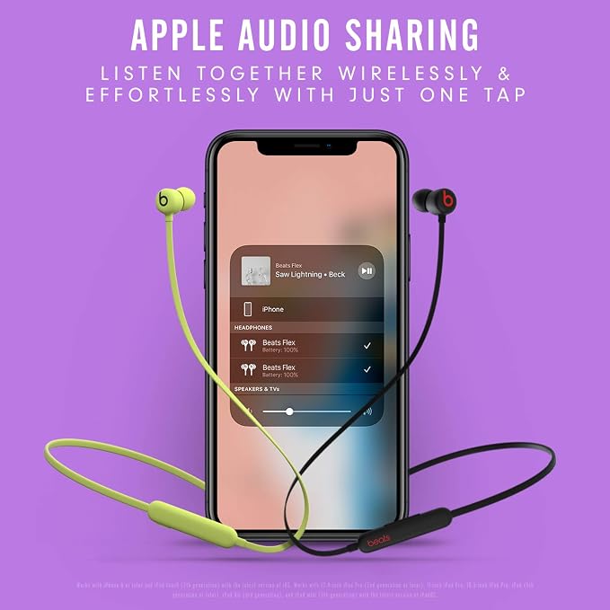 Beats Flex Wireless Earbuds - Apple W1 Headphone Chip, Magnetic Earphones, Class 1 Bluetooth, 12 Hours of Listening Time, Built-in Microphone - Yuzu Yellow - Image 9