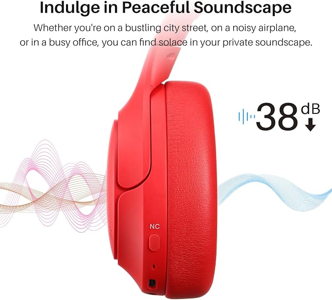 TOZO Hybrid Active Noise Cancelling Headphones, Hi Res Audio | Wireless Over Ear Bluetooth Headset, 60H Playtime, Custom EQ via App Deep Bass Comfort Fit Ear Cups, for Home Office Travel - Image 3