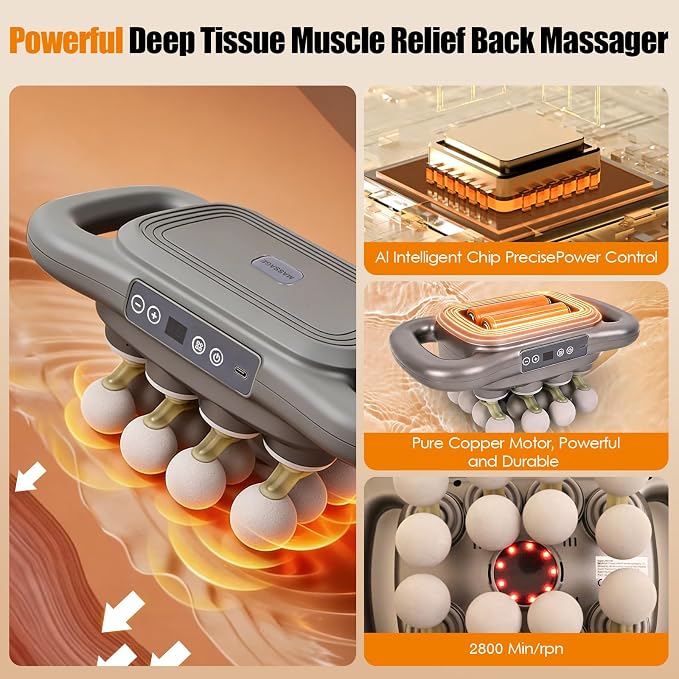2026 16 Head Massage Gun Deep Tissue – Multi Head Massage Gun, 2600mAh Electric Percussion Massager with 9 Modes & Levels, Portable Massager for Legs, Waist, Back, Neck & Muscles - Image 3