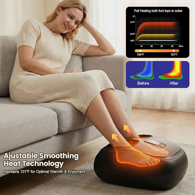 DOMNIU Shiatsu Foot Massager with Heat, Plantar Fasciitis Relief, Fits 13" - Image 2