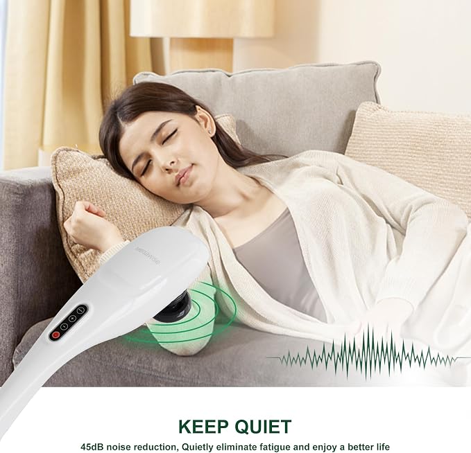MEGAWISE Handheld Back Massager | Deep Tissue Percussion Massage for Back, Neck, Shoulders, Waist and Legs (Cordless Off-White) - Image 6