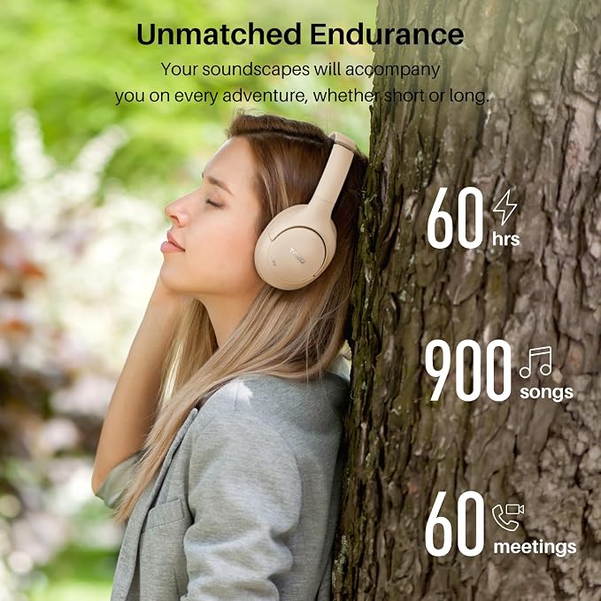 TOZO Hybrid Active Noise Cancelling Headphones, Hi Res Audio | Wireless Over Ear Bluetooth Headset, 60H Playtime, Custom EQ via App Deep Bass Comfort Fit Ear Cups, for Home Office Travel - Image 5