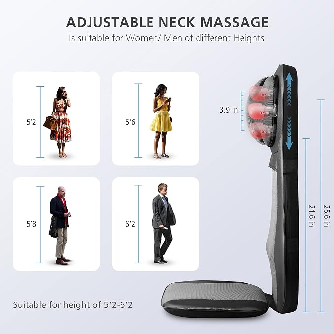 Snailax Shiatsu Neck & Back Massager with Heat Chair Pad Kneading Massage - Image 5