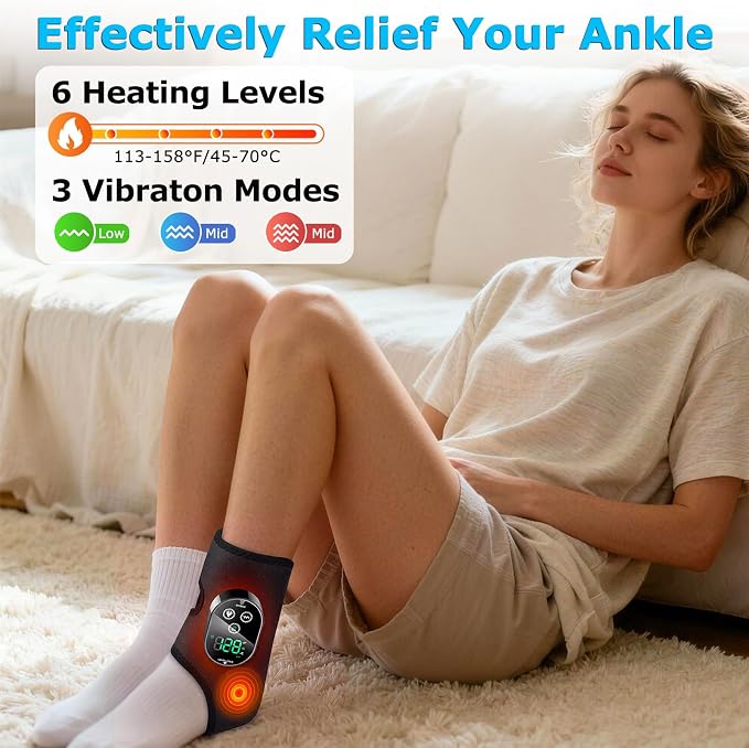 Foot Massager for Neuropathy, Ankle Heating Pad Brace Wrap with Massage - Image 3