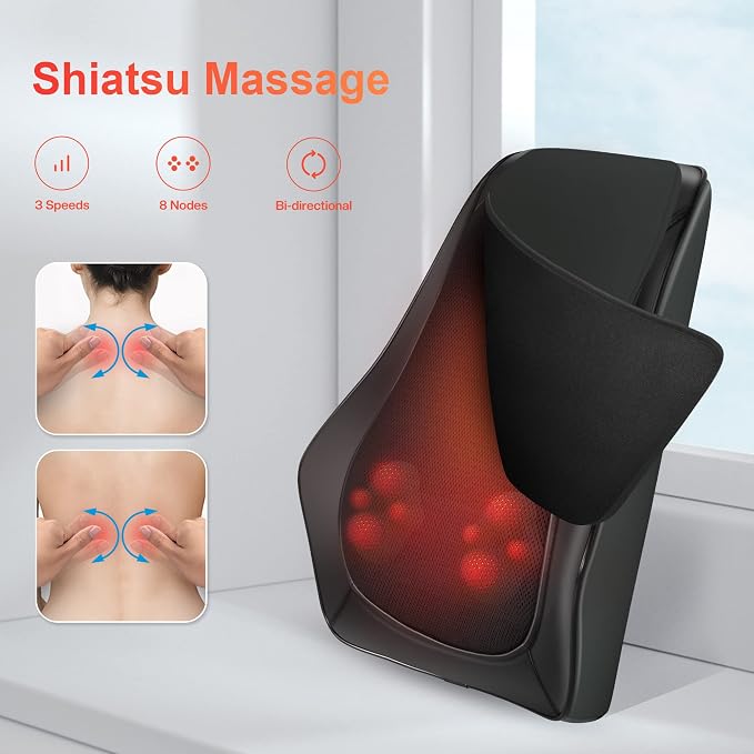 COMFIER Back Massager with Heat,3D Deep Kneading Shiatsu Neck and Back Massager with Vibration & Heat, Neck Back Massage Pillow as Gift for Women Men-Home Office Use - Image 3