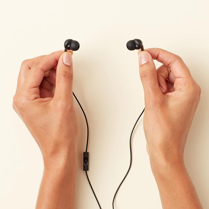 Amazon Basics Wired Earbuds with Microphone, In-Ear Headphones, 3.5mm Jack, High Definition Sound, Secure Fit, 4.2 ft Cable, S/M/L Ear Tips, Black - Image 5