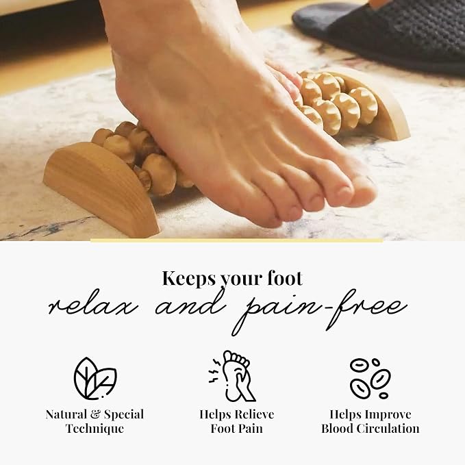 tuuli Wooden Foot Massager, Grooved Muscle Roller, Helps Ease Muscle Tension and Improve Blood Circulation, Natural Wood Therapy Massage Tools for Feet (M) - Image 7