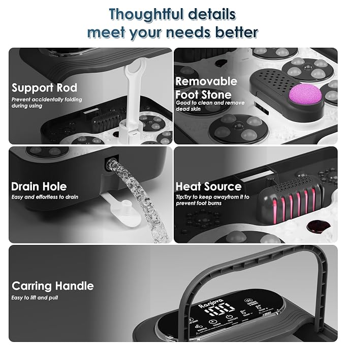 Ranjova Foot Spa Electric Rotary Massage with Heat, Bubble, Remote Control - Image 5