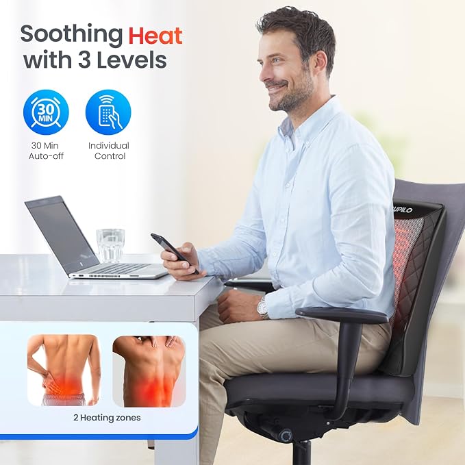 CuPiLo Back and Neck Massager with Heat &Vibration, FSA Eligible HSA Store - Image 5