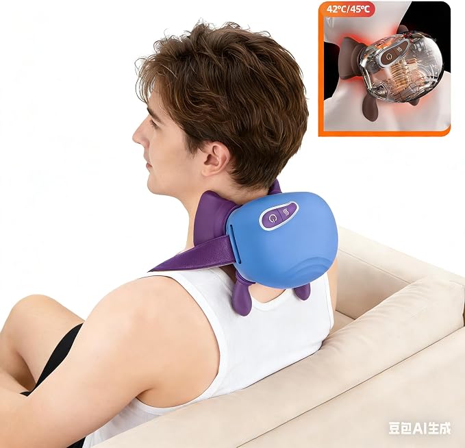 Bionic Heated Massager, Portable Shiatsu Neck and Back Massager, Electric Deep Tissue 4D Kneading Massage, Simulated Human Hand Design for Pain Relief and Muscle Relax (073blue) - Image 2