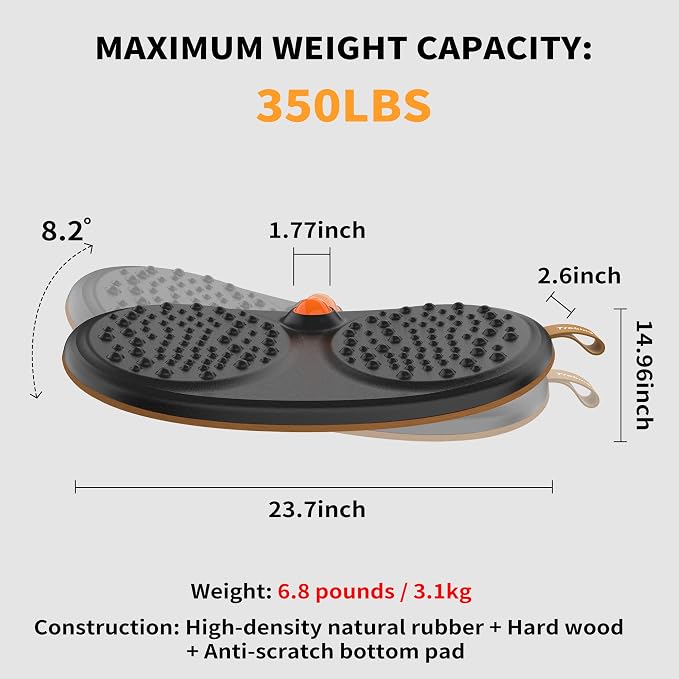 Trobing Standing Desk Mat Balance Board with Rollerball, Wooden Wobble Anti Fatigue Mat Balance Board for Standing Desk, Home Office Non-Slip Comfort Floor Mat to Relieve Foot, Knee, and Back Pain - Image 5