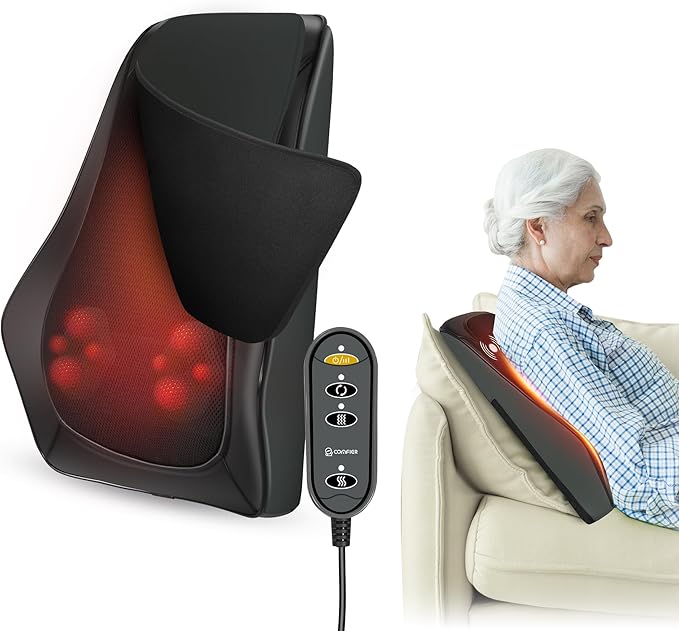 COMFIER Back Massager with Heat,3D Deep Kneading Shiatsu Neck and Back Massager with Vibration & Heat, Neck Back Massage Pillow as Gift for Women Men-Home Office Use by COMFIER