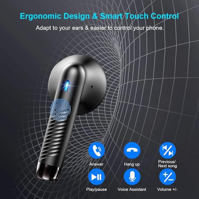 Wireless Earbuds, Bluetooth 5.4 Earbuds Stereo Bass, Bluetooth Headphones in Ear Noise Cancelling Mic, Earphones IP7 Waterproof Sports, 32H Playtime USB C Mini Charging Case Ear Buds for Android iOS - Image 6