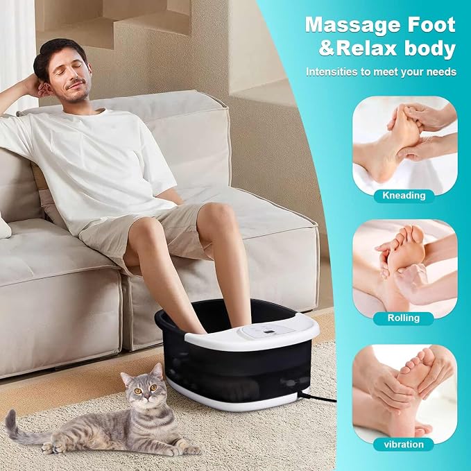 ECARBME Foot Spa Bath Massager with Heat, Foot Soaking Tub with 22 Massage Rollers, Temperature Control, Jets, Bubbles, Epsom Salt and Vibration, Foot Bath soak tub for Relaxation - Black - Image 3