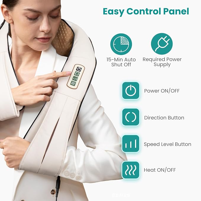 Nekteck Shiatsu Neck Massager with Heat for Pain Relief, NOT Cordless - Image 7