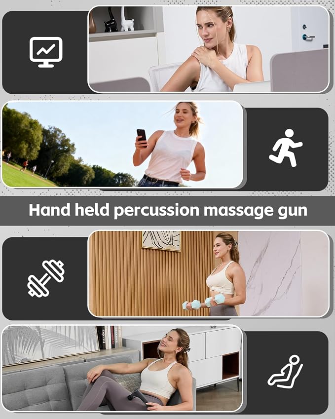 3-in-1 Massage Gun, Deep Tissue Percussion Massager with Extended Handle for Back Pain Relief, Portable for Gym/Office/Home, FSA-HSA Eligible - Image 7