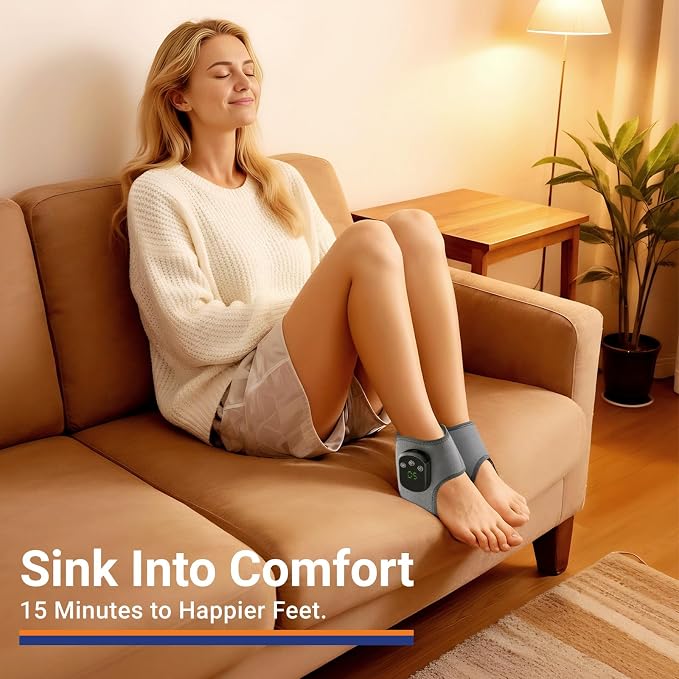 2026 Upgraded Foot Triple Method Massager - Cordless Heated Foot Massager with 5 Heat & 3 Vibration for Soreness Relief & Relaxation, Portable for Home, Office, Travel - Ideal Gift - 1-Pack Gray - Image 7