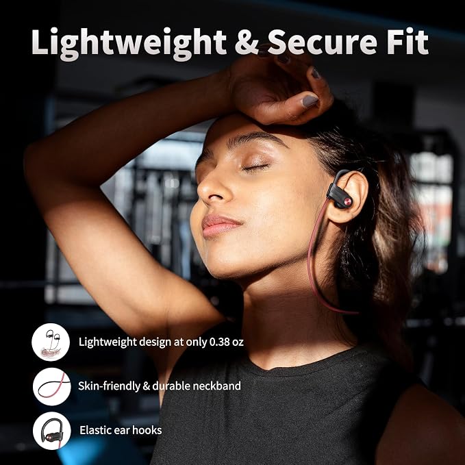 JOYWISE Wireless Bluetooth 5.3 Wireless Headphones with 16Hrs Long Playtime Stereo IPX7 Waterproof in-Ear Earphones, Noise Cancelling Headphones for Running, Black&Pink - Image 5