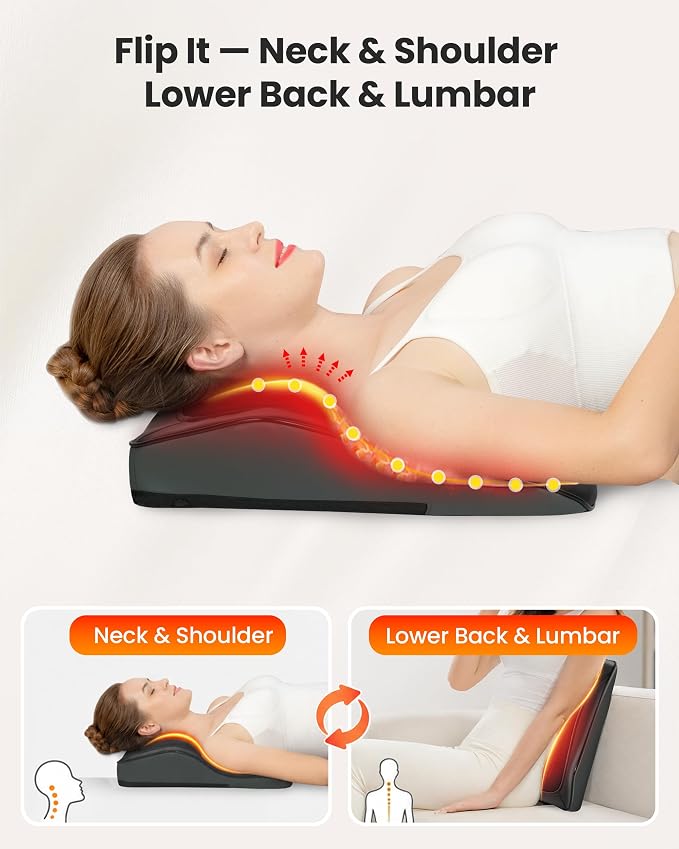 COMFIER Back Massager with Heat and Vibration, Shiatsu Neck and Back Massager for Chair, 8-Node Deep Tissue Massage Pillow with Adjustable Flap, 3 Intensities for Lower Back, Office Chair, Sofa - Image 5