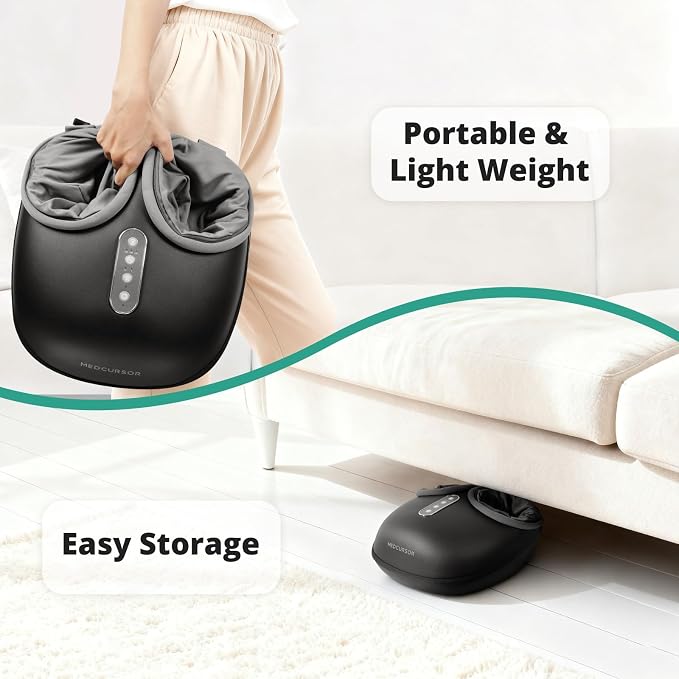 Medcursor Foot Massager with Heat - Shiatsu Feet Massage Machine Delivers Relief for Tired Muscles & Plantar, Deep Kneading Therapy, Multi-Level Settings for Home, Office Use, Size up to 13" - Image 7