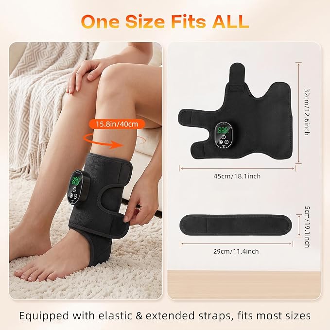 Foot Massagers - Cordless Ankle Massager with Heat for Neuropathy Pain Relief,3 Heat & Vibration Levels for Heel, Arch & Ankle Relief for Circulation and Pain Relief, Ankles Heating Pad -Black 1pcs - Image 7