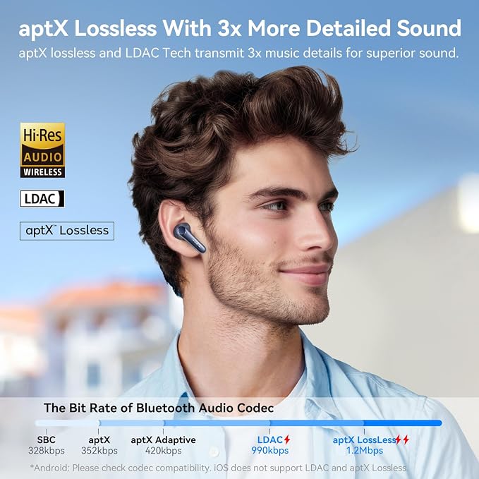 EarFun Air Pro 4 Adaptive Hybrid Noise Canceling Wireless Earbuds, 6 Mics | Qualcomm Snapdragon Sound, aptX Lossless, LDAC Hi-Res Audio, 52H Playtime, Bluetooth 5.4, In-Ear Detection, Royal Blue - Image 4