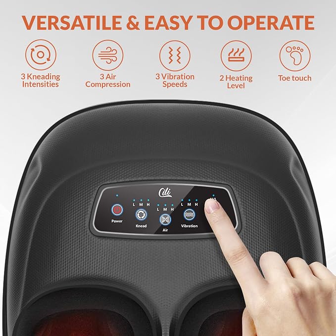 CILI Shiatsu Foot Massager with Heat, Electric Foot Massager with Kneading, Compression & Vibration, Heated Feet Massager with Washable Sleeve, Fits Up to Men’s Size 13 - Image 7