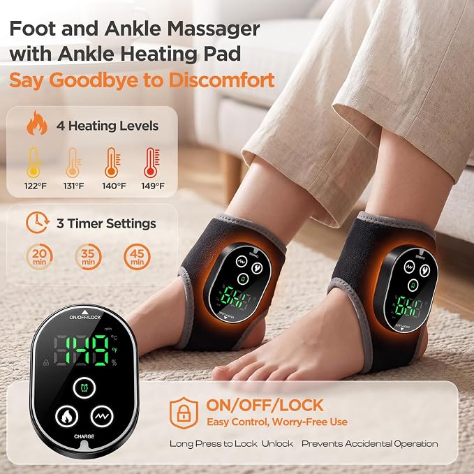 2-Pack Heated Ankle Massager, Cordless Foot Massager & Ankle Heating Pad - Image 2